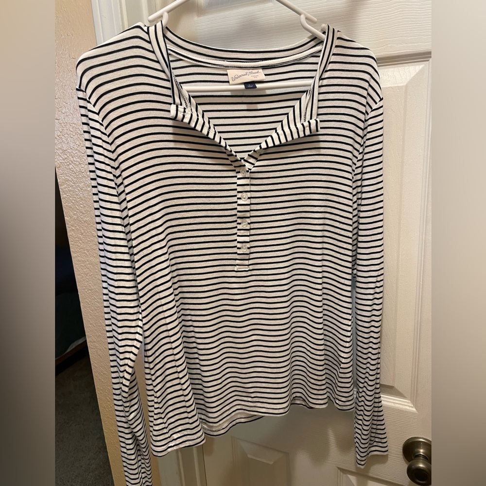 Universal Thread Navy Black and White Striped Shirt